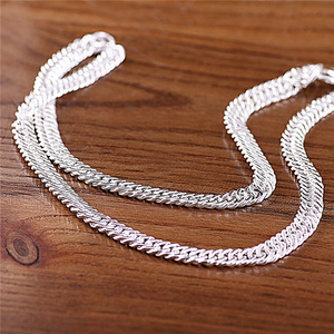 顺庆银楼 s999足银项链纯银马鞭链子情侣款送男友纯手工白银礼物