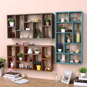 美式实木墙面置物架图片