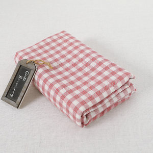 粉白先染小格子布料 小清新裙子衬衣服装面料 手工布艺装饰面料