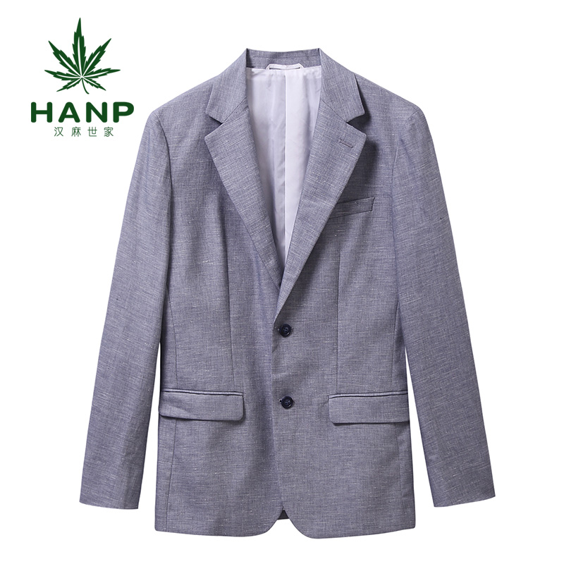 Hanp/汉麻世家外套男棉麻商务休闲西服便西男标准圆下摆时尚都市