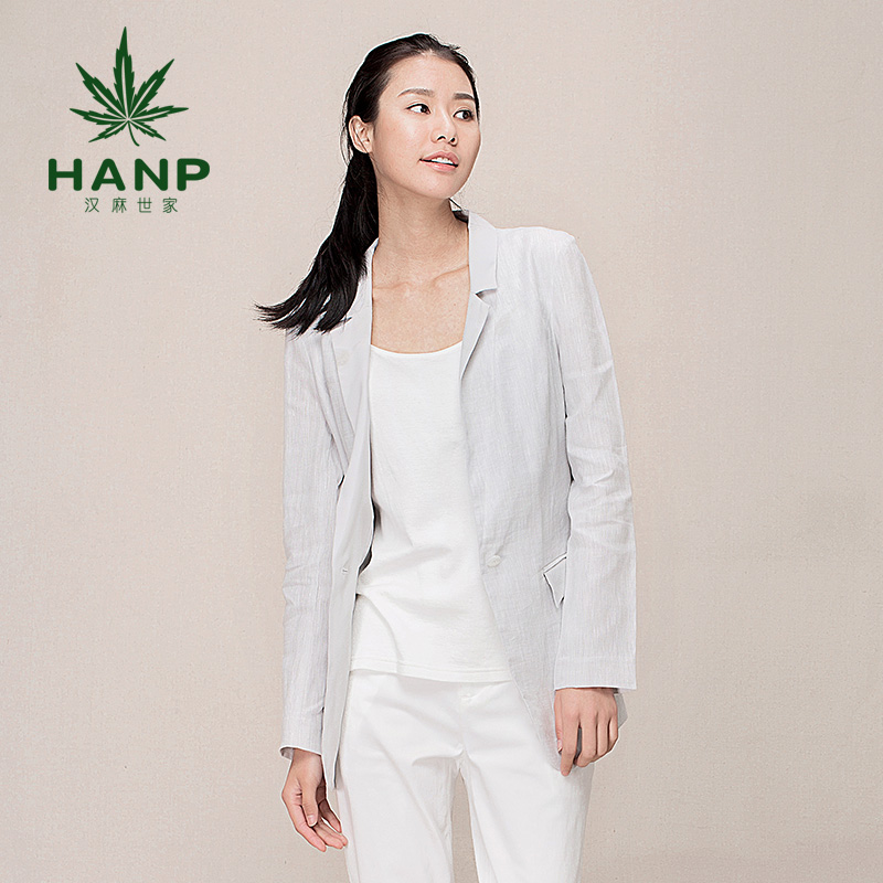 Hanp/汉麻世家棉麻外套女 韩版休闲小西服女西装宽松舒适时尚便西