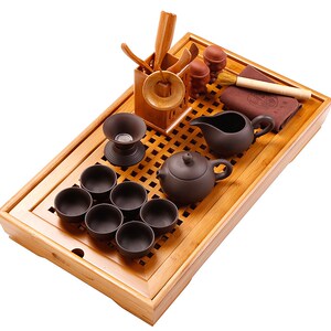 迷你功夫茶具整套装家用紫砂陶瓷简易竹 span class=h>茶盘 /span>