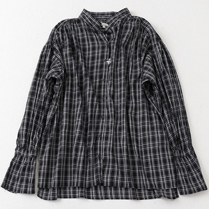 原 复古时尚经典格纹薄款长袖衬衫 宽松女 span class=h>上衣 /span>