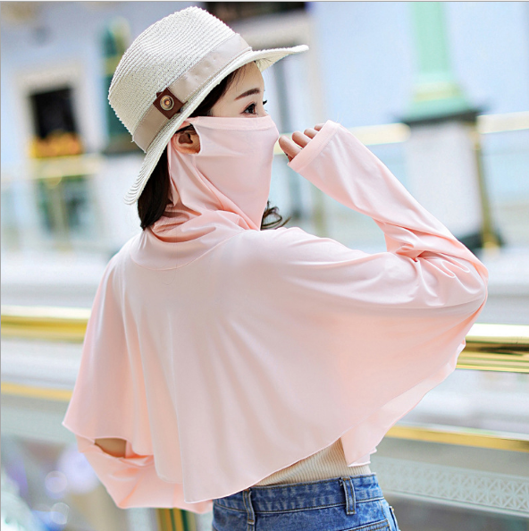 电动车防晒衣2018新款开车骑车防晒服女夏季防紫外线冰丝护颈披肩