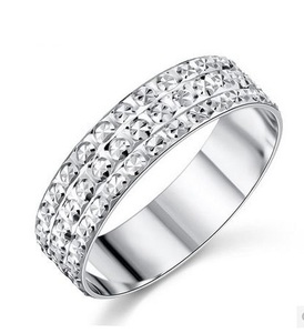 s925纯金镀白金 span class=h>戒指 /span> 车花满天星宽版 span