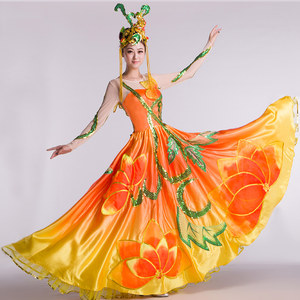 新款开场舞大摆裙舞蹈服装舞台演出服表演服装团体舞蹈服装女