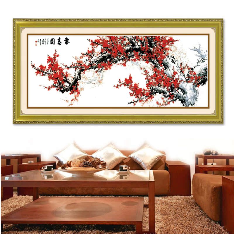 十字绣成品出售 报春图新款客厅大画系列 梅 机绣十字绣成品专卖