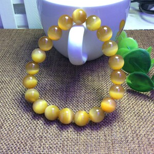 天然冰种黄虎眼石虎睛石手链10mm12mm猫眼强颜色靓