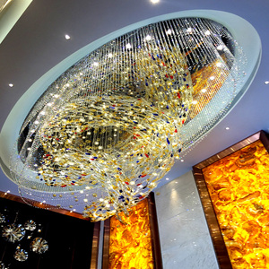 非标工程订制酒店大堂水晶吸顶吊灯艺术灯椭圆形客厅售楼处灯