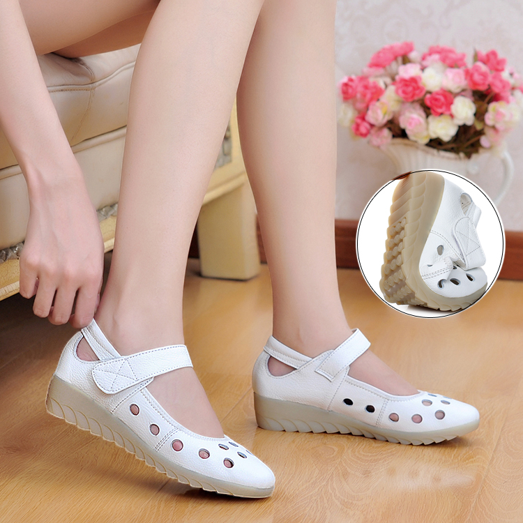 Kulit Perawat Sepatu Sandal Putih Bekerja Di Musim Panas Wanita Sepatu Ibu Dong Xie Daftar Sepatu Pendakian dan 334243 Semua Kode-Internasional