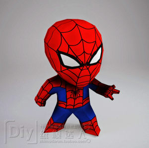 3d纸模型 美国英雄联盟 q版 蜘蛛侠 手工立体拼装 高20cm