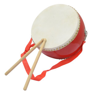 堂鼓牛皮鼓8寸 成人小鼓木质鼓身口面直径约26cm战鼓 配鼓带鼓棒