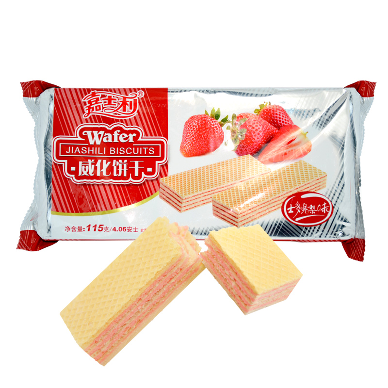【天猫超市】嘉士利 草莓味威化饼干115g 点心休闲食品 士多啤梨