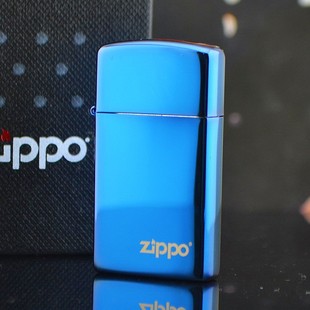 zippo打火机zippo正版正品旗舰店 纤巧蓝冰20494zl女士窄机刻字