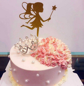 蛋糕装饰皇冠带珍珠皇冠天使小女孩生日烘培金色插牌 ￥ 0.6 ￥0.