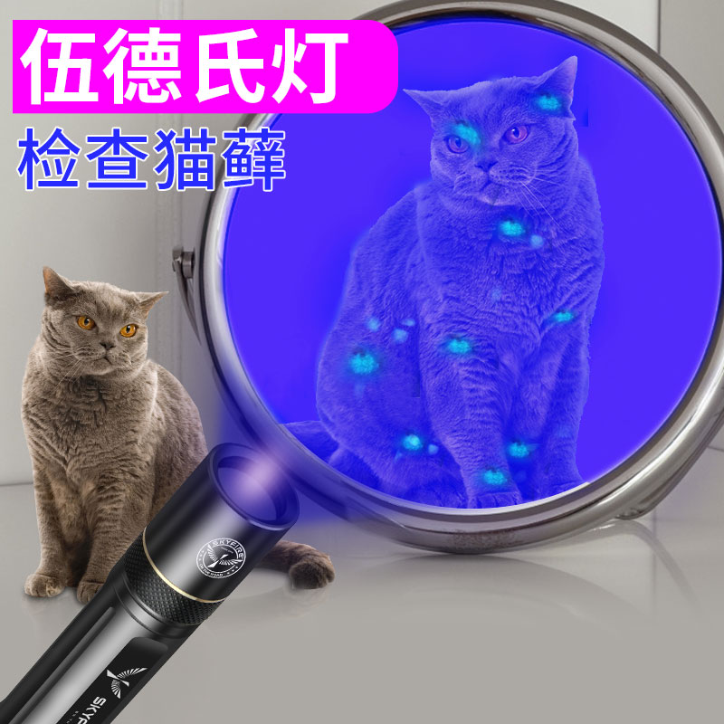 伍德氏灯猫藓宠物真菌检测灯365nm猫癣紫外线灯照猫藓紫光手电筒