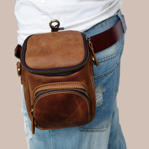 真皮手工腰包图片