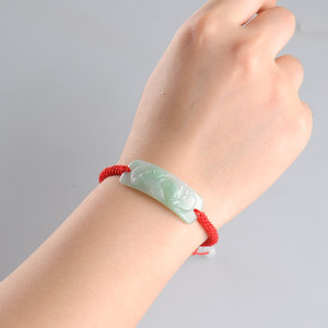 【天然翡翠有证书】翡翠貔貅如意玉手链情侣红手绳招财旺运手镯牌