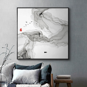 新中式抽象装饰画玄关走廊挂画酒店软装壁画水墨禅意沙发背景墙画