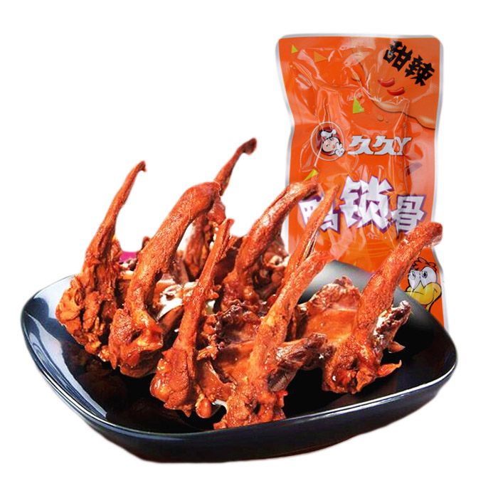 久久丫甜辣鸭锁骨 500g 鸭骨架 武汉风味上海特产小吃零食品包邮