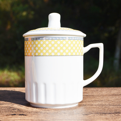 陶瓷杯子带盖茶杯水杯办公杯 景德镇厂家直销 酒店会议室泡茶杯子