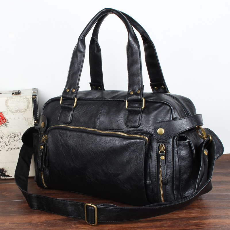 Handbag male recreational list the shoulder PU skin man bag day Han Ban current style greatly wrap inclined Ku to revive old customs to travek a male to wrap - intl