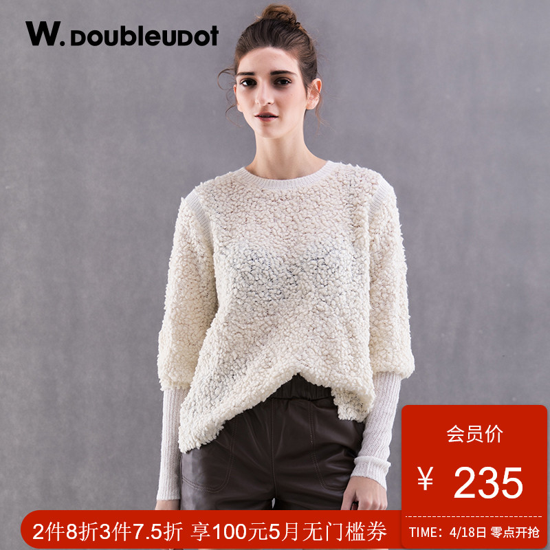 W.doubleudot达点秋冬款韩版女简约宽松款毛衫针织衫WK6SP1500