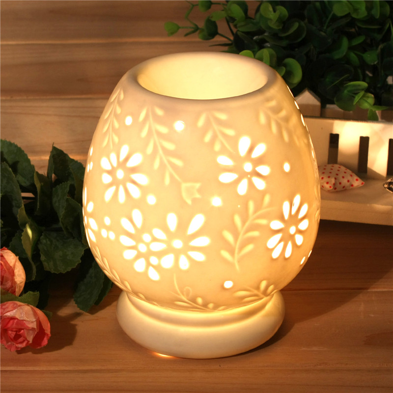 米悠本色 香薰灯香薰器插电调光镂空陶瓷香薰炉无烟 送精油