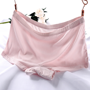 无痕四角女士内裤低腰冰丝 span class=h>纯色 /span>纯棉裆部中腰裤