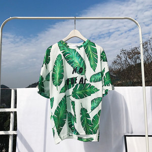 夏季新款日系休闲夏威夷花色男女短袖t恤潮流学生宽松情侣沙滩衫