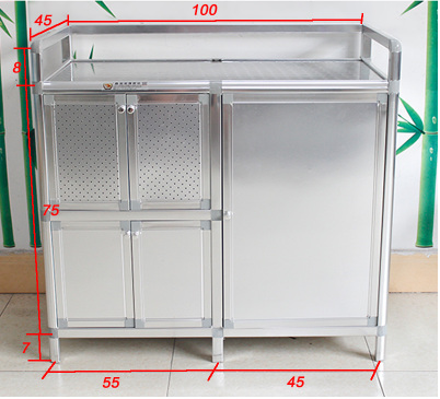加厚不锈钢煤气灶柜餐边柜厨房碗柜简易橱柜灶台柜铝合金储物柜子