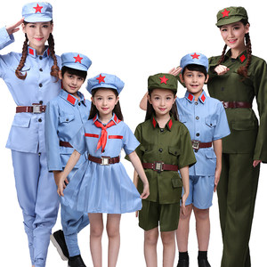 成人兒童紅軍演出服軍裝表演服八路軍衣服解放抗戰軍服紅衛兵服裝