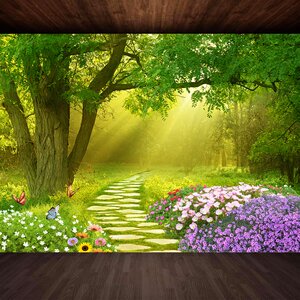 山水风景纸画墙贴画图片