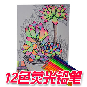 12色金属色彩色 span class=h>铅笔 /span>荧光色彩铅手绘画填色笔