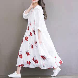 文艺棉麻中长款防晒衣女夏季新款宽松蝙蝠袖森