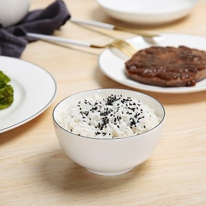 简约 span class=h>黑 /span>白5寸6寸大号汤面碗米饭碗碟盘子