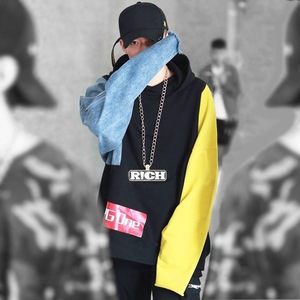  span class=h>中国 /span>有嘻哈pgone同款 春秋季连帽拼色卫 span