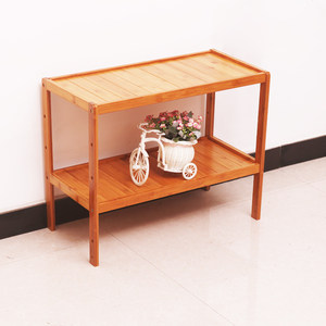 楠竹置物架客厅卫生间阳台收纳实木二层50高小架子厨房卧室床头柜