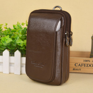 真皮中年手机包男士穿皮带5.5寸多功能牛皮老