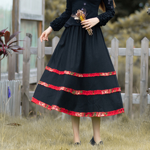 布裙子半身裙棉麻图片