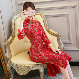 旗袍红色结婚中国风新娘图片