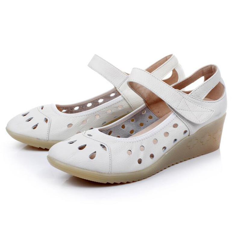 Harga Spesial Gaya Musim Panas Kulit Sandal Perawat Shoe Wanita Daftar Sepatu Lou Warna Kosong Pendakian dan stogy Lubang Sepatu-Internasional