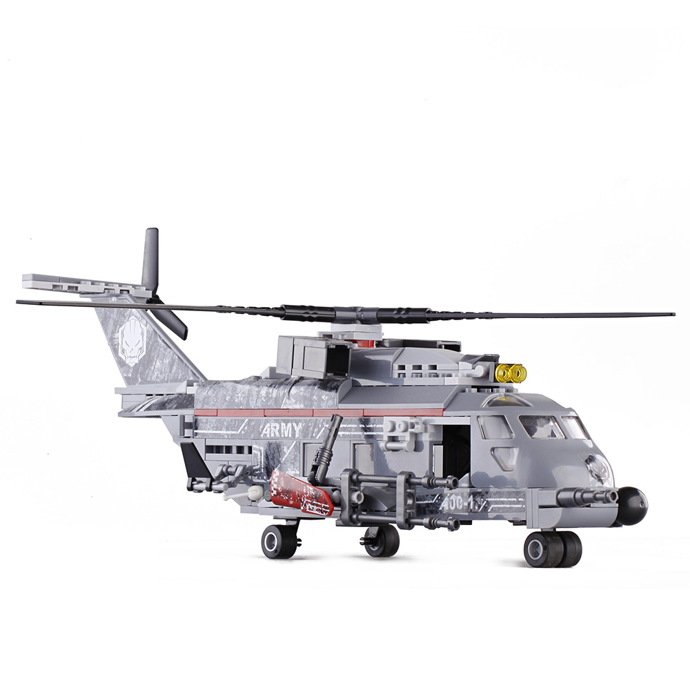 兼容乐高军事积木 武装黑鹰直升机战斗飞机 男孩益智拼装组装玩具