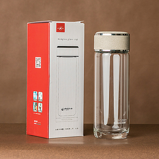 明霞单层玻璃杯商务礼品办公杯mx-3112男女士便携水杯