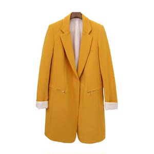 暗扣黄色西装图片