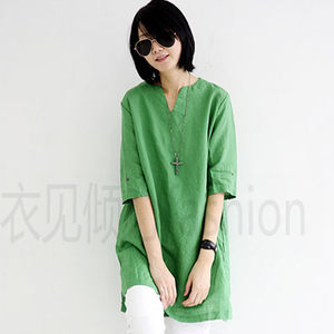 原创设计2017夏棉麻衬衫女文艺休闲宽松大码