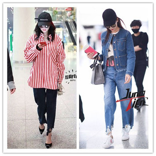 琳琳美国代购 dl1961 杨幂唐嫣同款 高腰毛边九分阔腿牛仔裤 现货