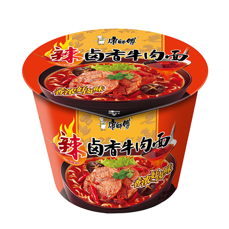 【天猫超市】康师傅 开心桶辣卤牛肉面 110g/桶 方便面泡面