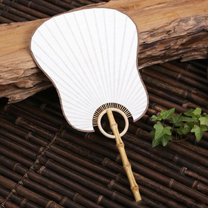 日式白宣纸竹团扇 手工文艺蒲扇竹扇 夏季古风老竹工艺礼品圆扇子￥ 