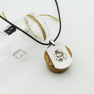 李敏镐 lee minho 卡通头像 腐蚀标志 钛钢 皮绳 span class=h>项链 